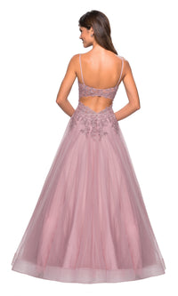 La Femme Cut-Out Embroidered Tulle Prom Dress 27569