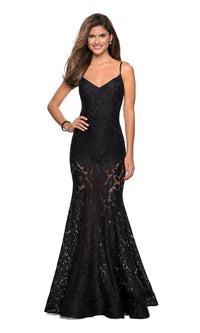 La Femme Sheer Lace Mermaid Prom Dress 27584