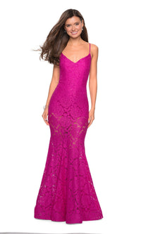 La Femme Sheer Lace Mermaid Prom Dress 27584