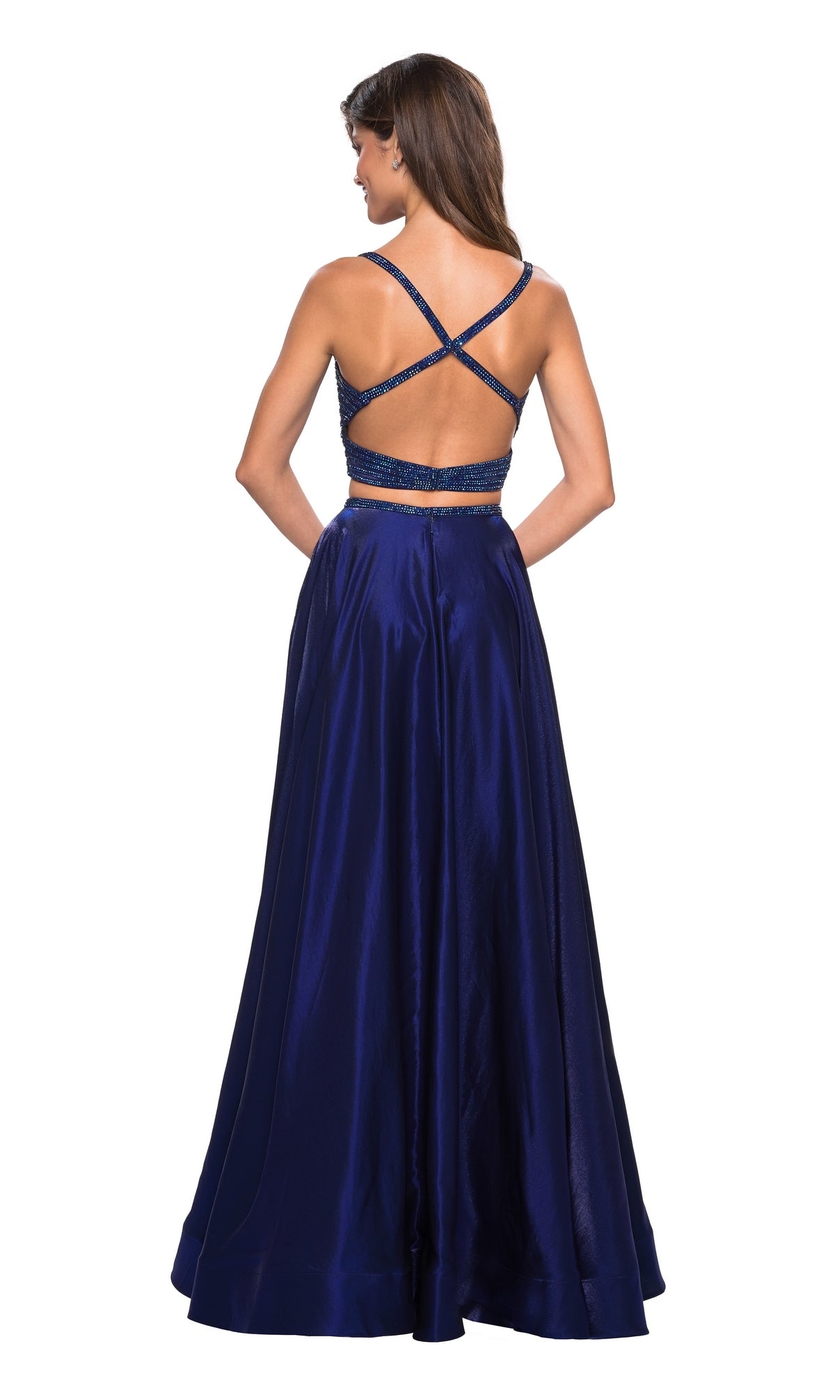 La Femme Open-Back Two-Piece Prom Dress 27607