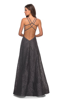 La Femme A-Line Strappy-Back Lace Prom Dress 2761