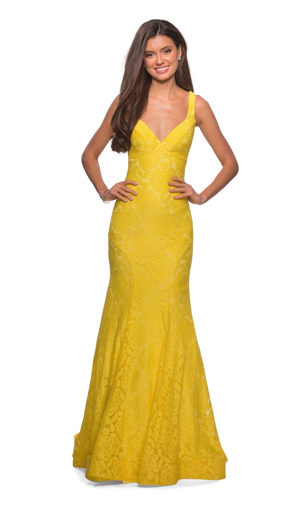 La Femme Open-Back Lace Mermaid Prom Dress 27623