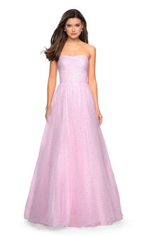 La Femme Strapless Rhinestone Tulle Prom Dress 27630