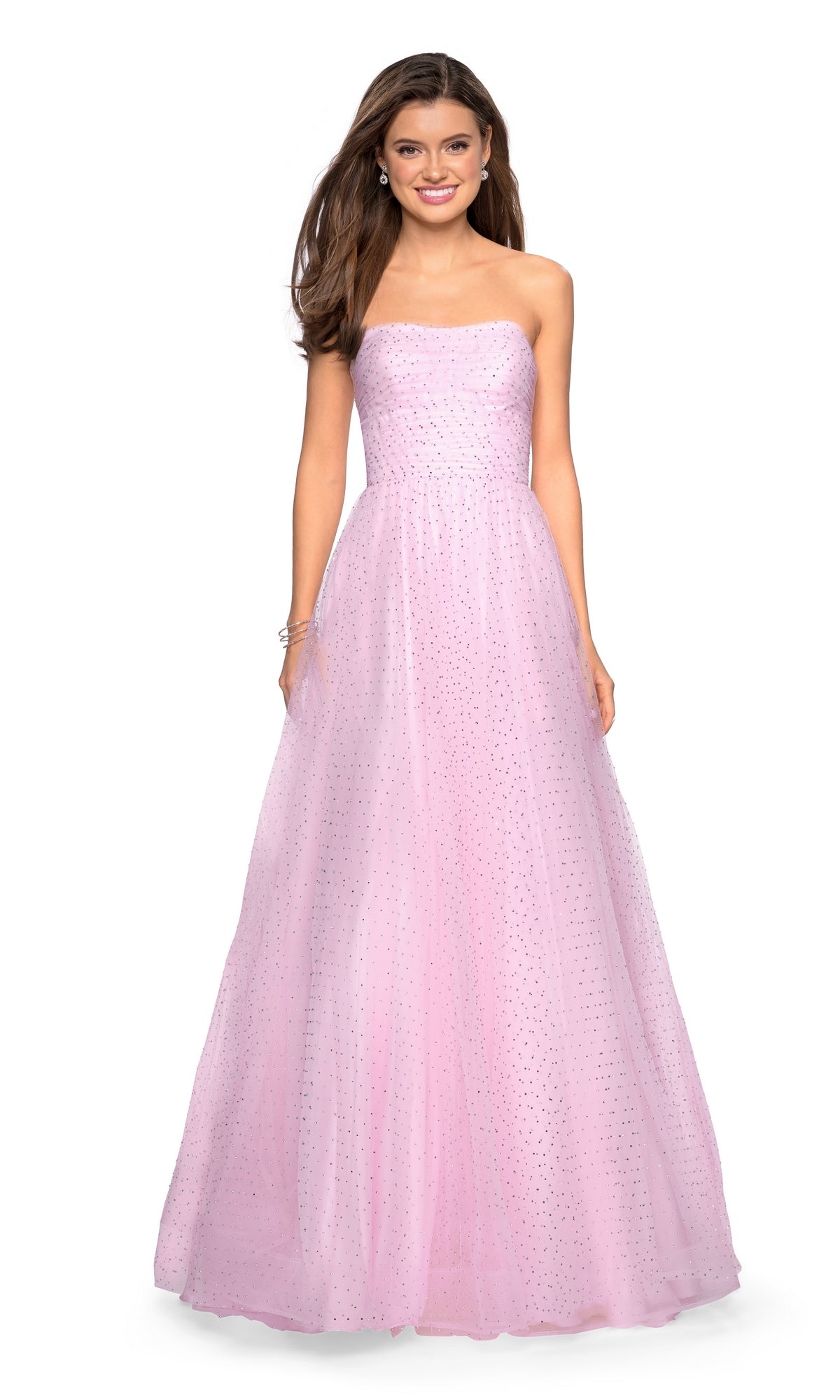 La Femme Strapless Rhinestone Tulle Prom Dress 27630