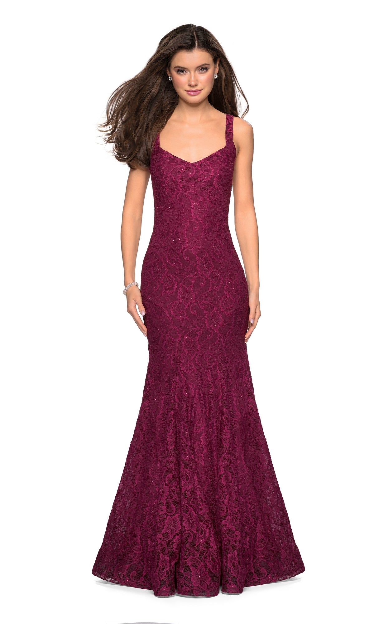 La Femme Open-Back Lace Mermaid Prom Dress 27709