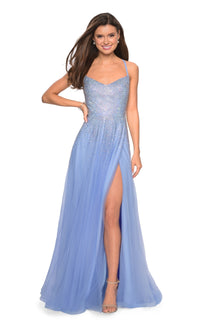 La Femme Sparkly Pastel Tulle Prom Dress 27750