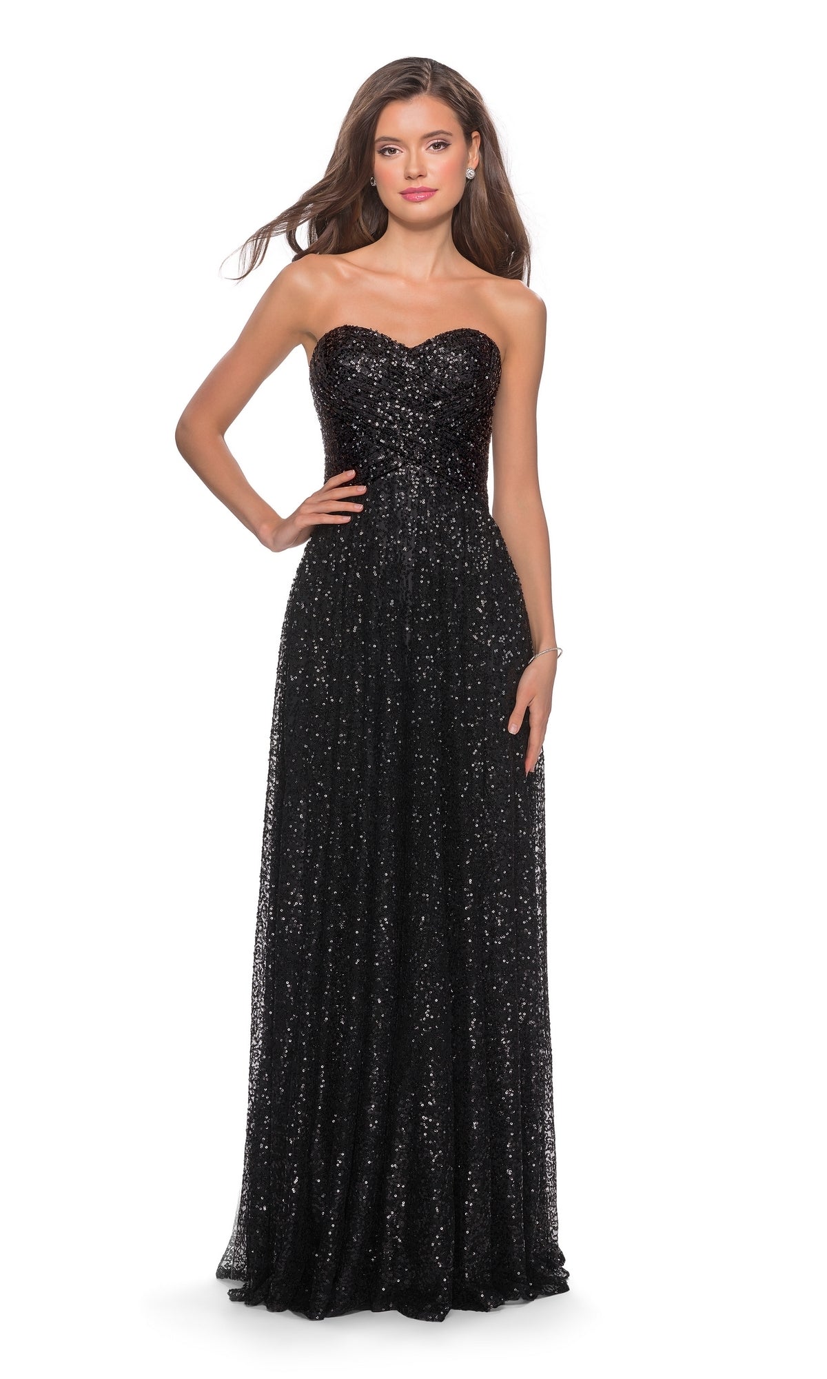 La Femme A-Line Strapless Sequin Prom Dress 27879