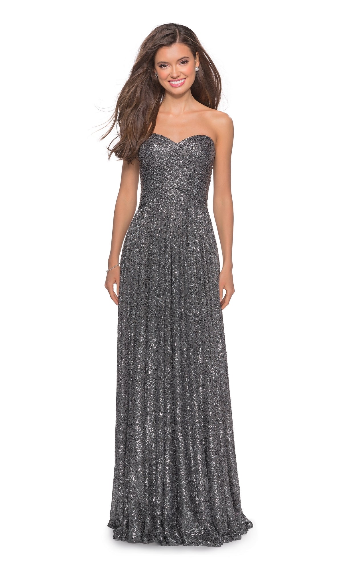 La Femme A-Line Strapless Sequin Prom Dress 27879