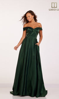 Off-the-Shoulder Satin Prom Dress: Lucci Lu 28063