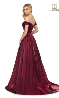 Off-the-Shoulder Satin Prom Dress: Lucci Lu 28063