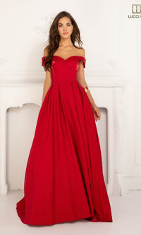 Off-the-Shoulder Satin Prom Dress: Lucci Lu 28063