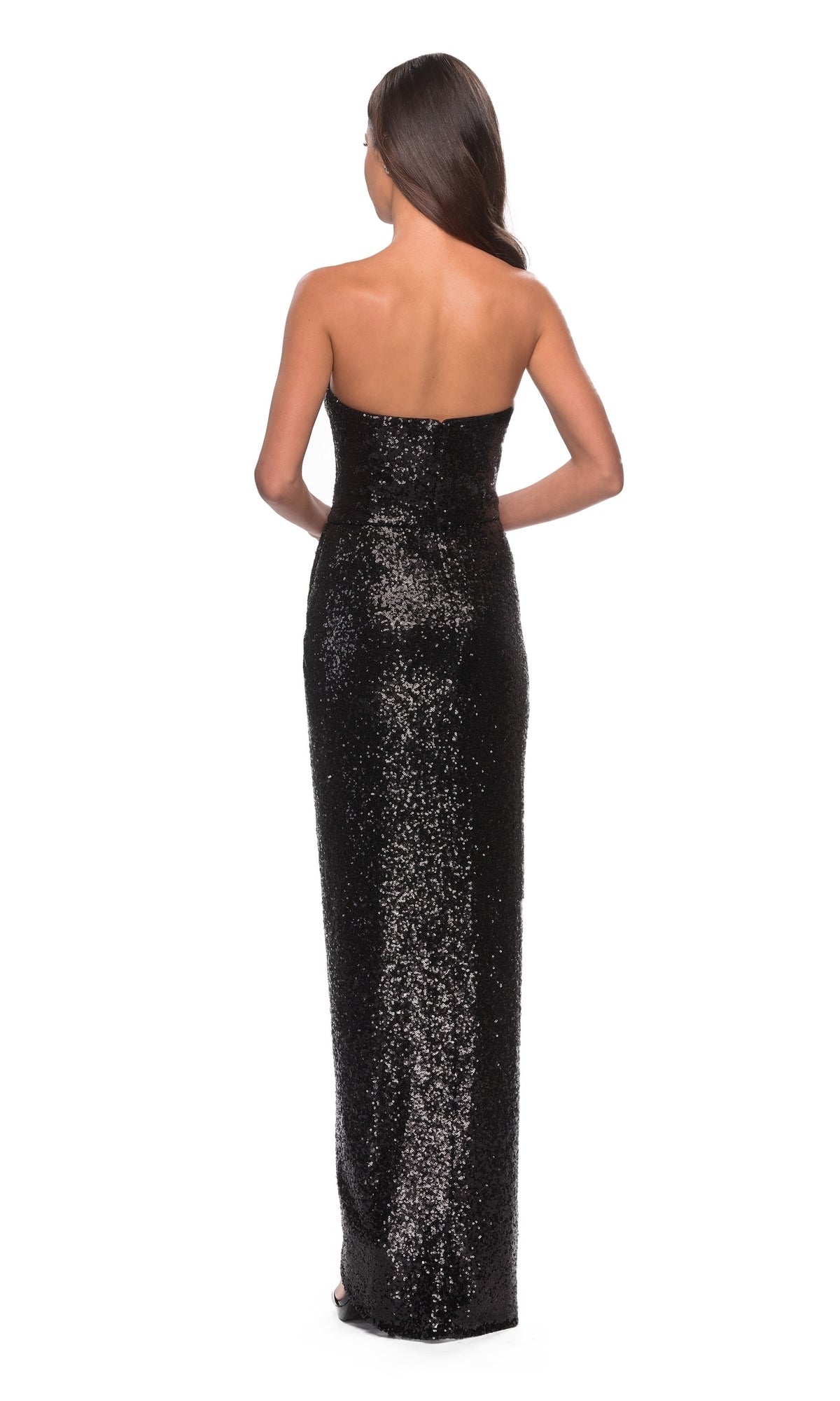 La Femme Strapless Sequin Fitted Prom Dress 28180