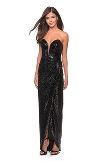 La Femme Strapless Sequin Fitted Prom Dress 28180