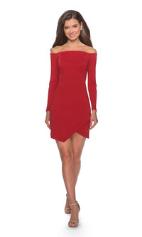 La Femme Long Sleeve Short Homecoming Dress 28182