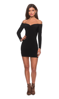 La Femme Off-Shoulder Long Sleeve Hoco Dress 28212