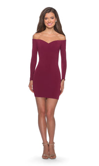 La Femme Off-Shoulder Long Sleeve Hoco Dress 28212