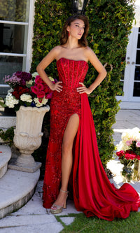 Ava Presley Strapless Sequin Long Prom Dress 28291