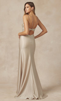 Embroidered-Sheer-Bodice Tight Long Prom Dress 282