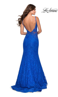 La Femme Backless Long Lace Prom Dress 28355