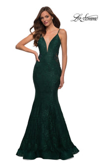 La Femme Backless Long Lace Prom Dress 28355