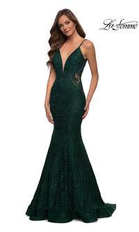 La Femme Backless Long Lace Prom Dress 28355