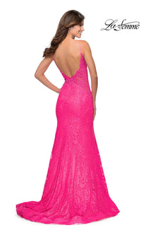 La Femme Backless Long Lace Prom Dress 28355