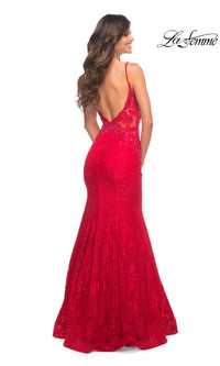 La Femme Backless Long Lace Prom Dress 28355