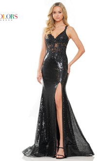 Back-Tie Long Sequin Prom Dress 2848