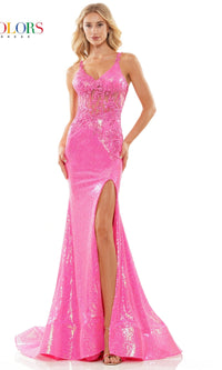 Back-Tie Long Sequin Prom Dress 2848