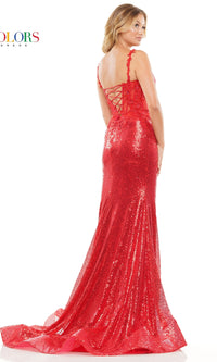 Back-Tie Long Sequin Prom Dress 2848