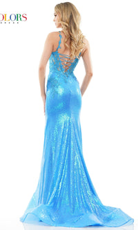 Back-Tie Long Sequin Prom Dress 2848