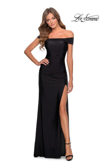 La Femme Strappy-Back Tight Long Prom Dress 28506