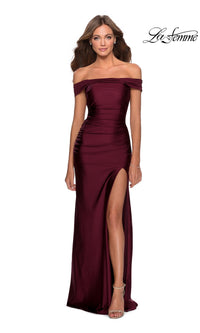 La Femme Strappy-Back Tight Long Prom Dress 28506