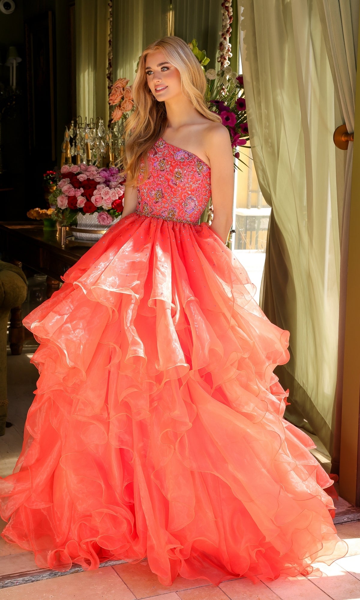 One-Shoulder Prom Ball Gown 28575 by Ava Presley