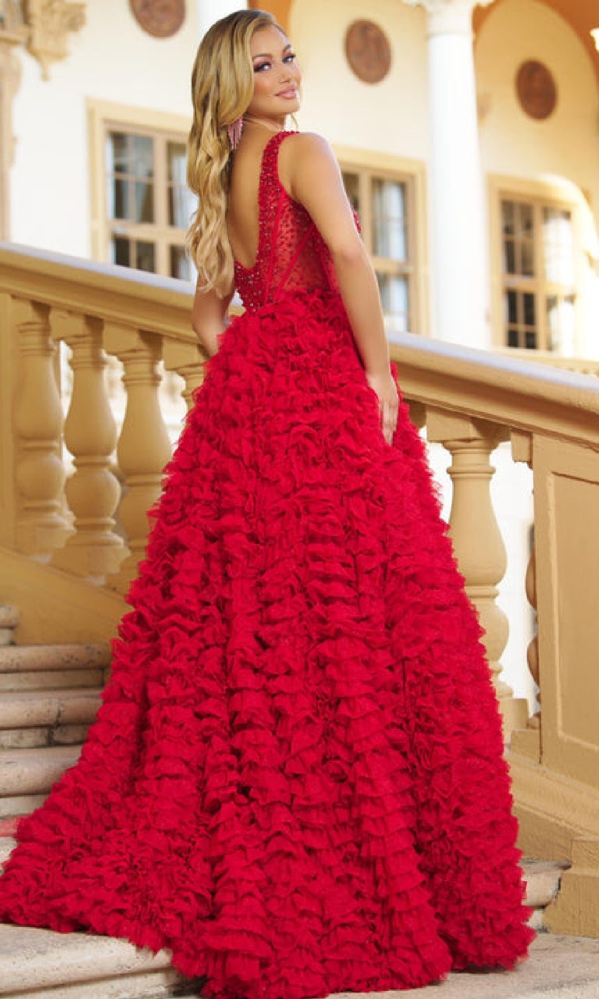 Long Ruffled Prom Ball Gown: Ava Presley 28584