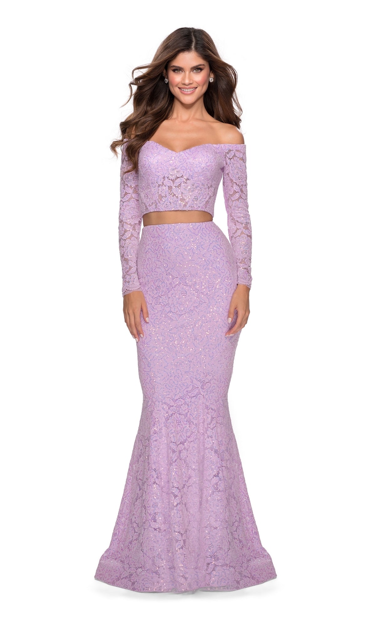 La Femme Two-Piece Sequin Lace Prom Dress 28666