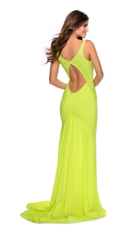 La Femme V-Neck Beaded Neon Prom Dress 28760