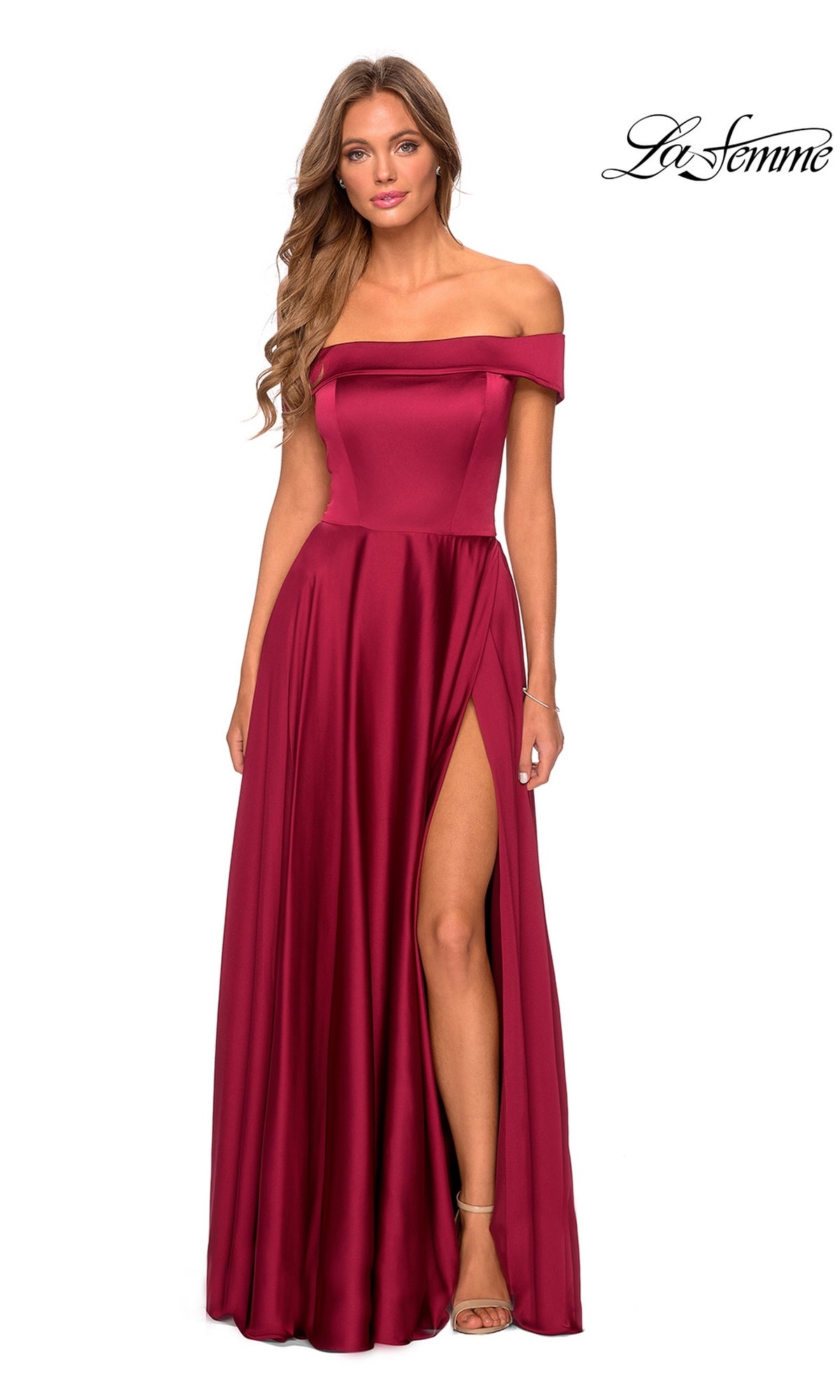 La Femme Off-Shoulder Long A-Line Prom Dress 28978