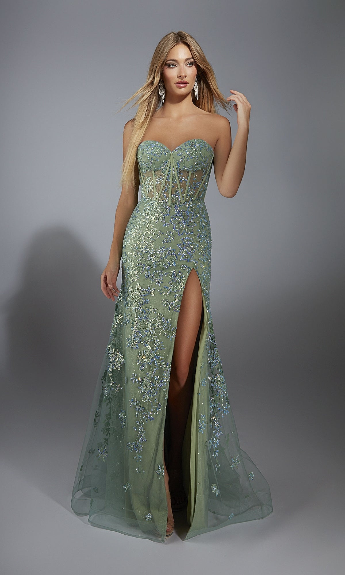 Long Green Glitter Prom Dress: Aerie Couture 289