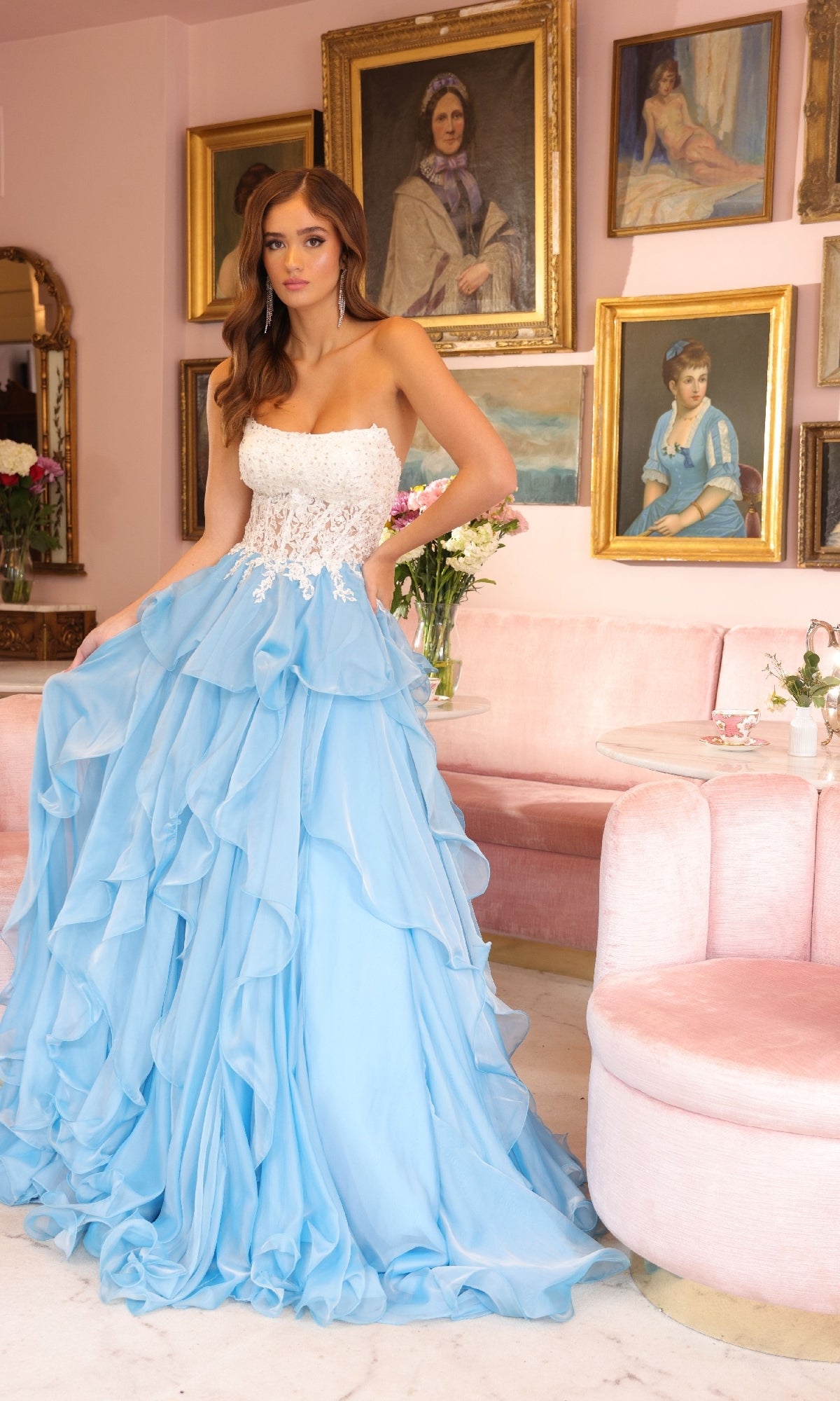 Strapless Ruffle Ball Gown: Ava Presley 29133