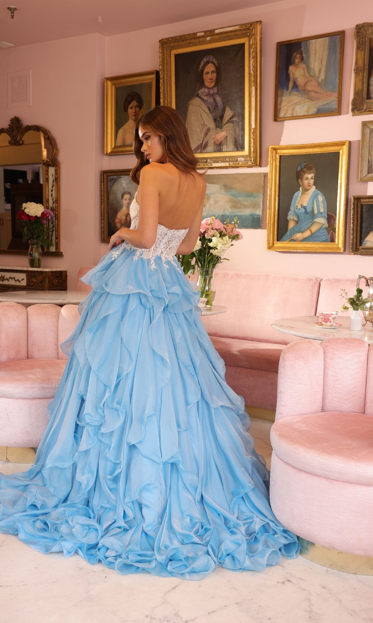 Strapless Ruffle Ball Gown: Ava Presley 29133