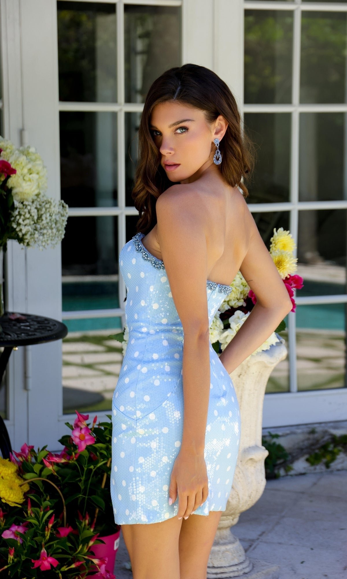 Polka-Dot Sequin Homecoming Dress: Ava Presley 29159