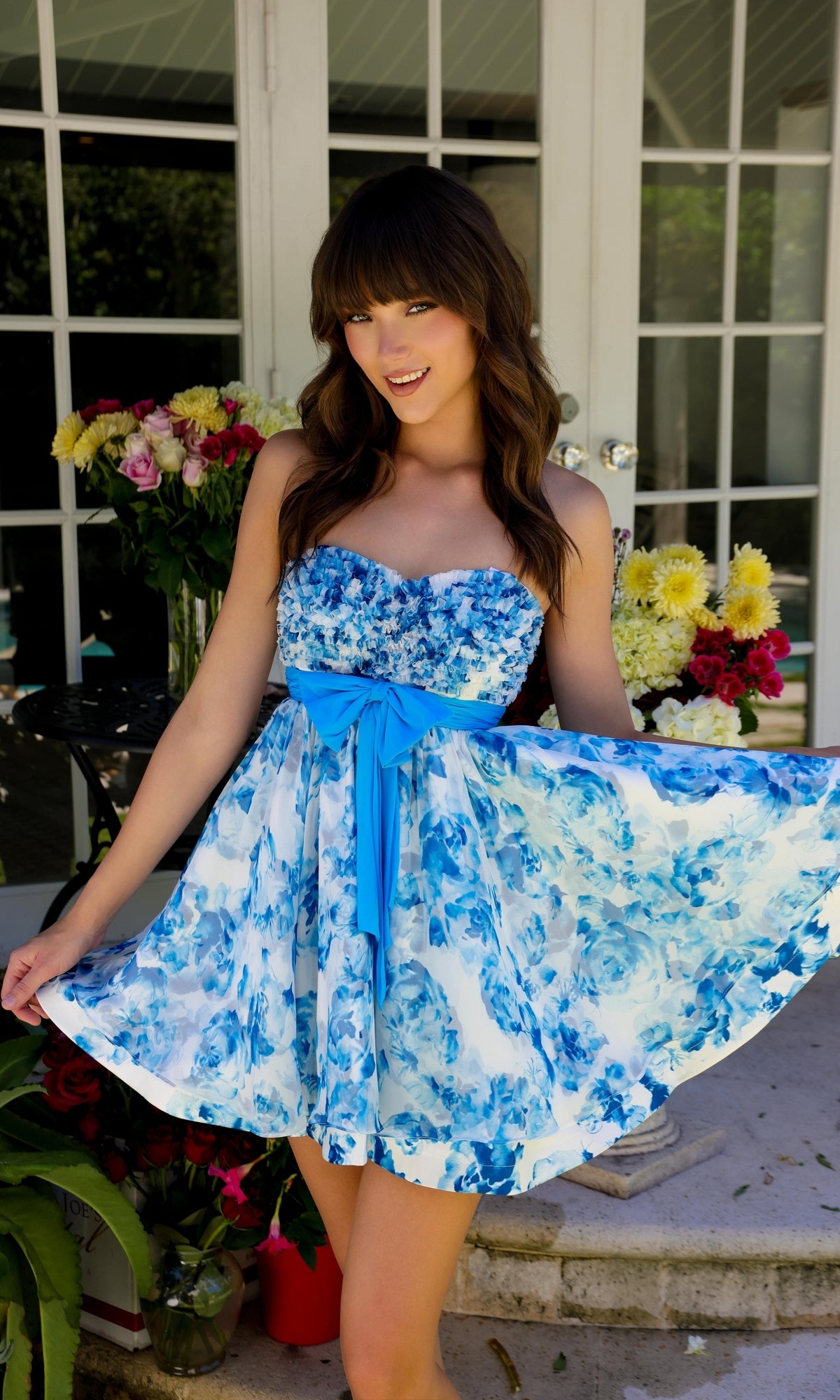 Short Print Homecoming Dress: Ava Presley 29209