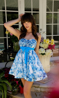 Short Print Homecoming Dress: Ava Presley 29209