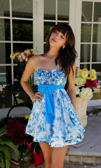 Short Print Homecoming Dress: Ava Presley 29209