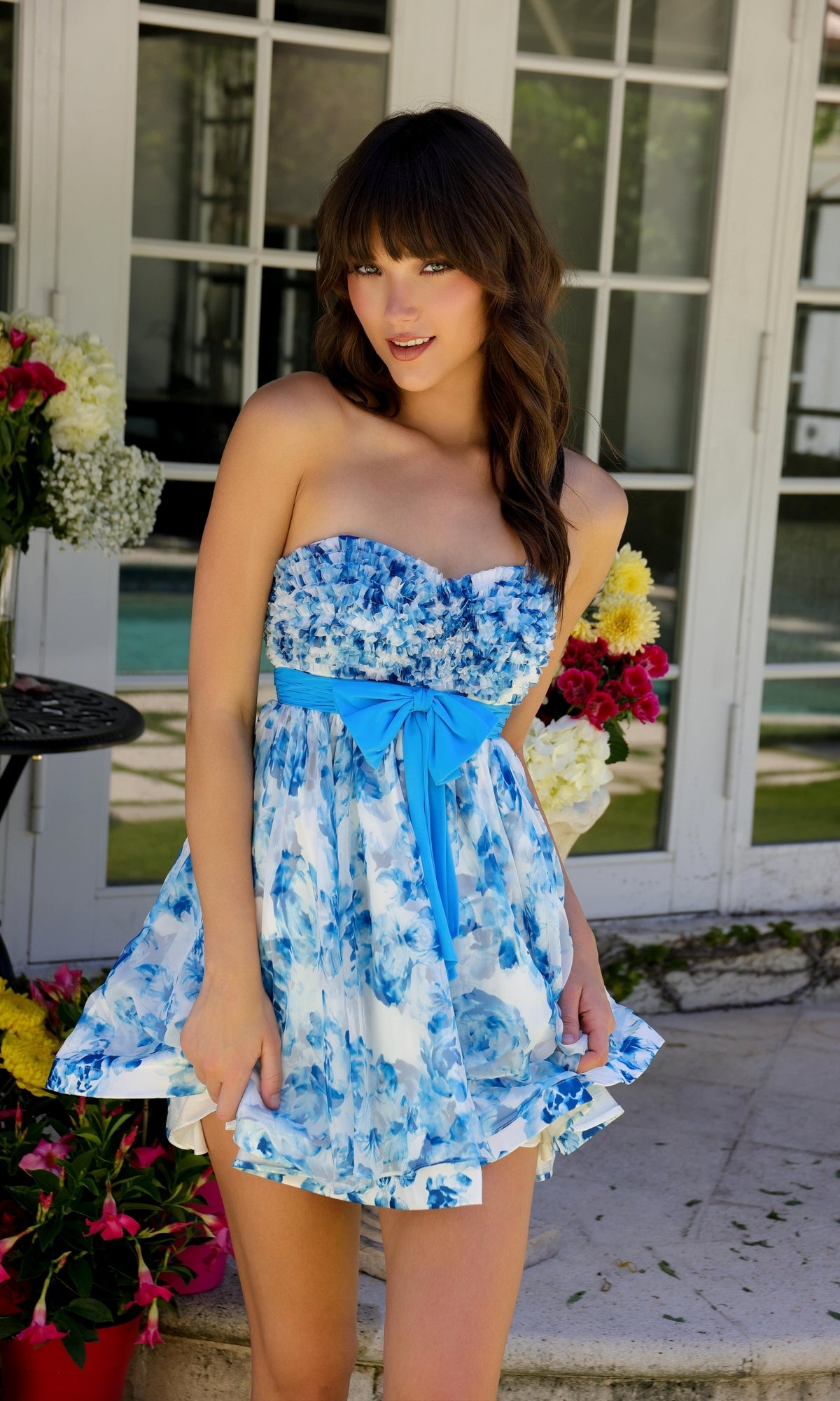 Short Print Homecoming Dress: Ava Presley 29209