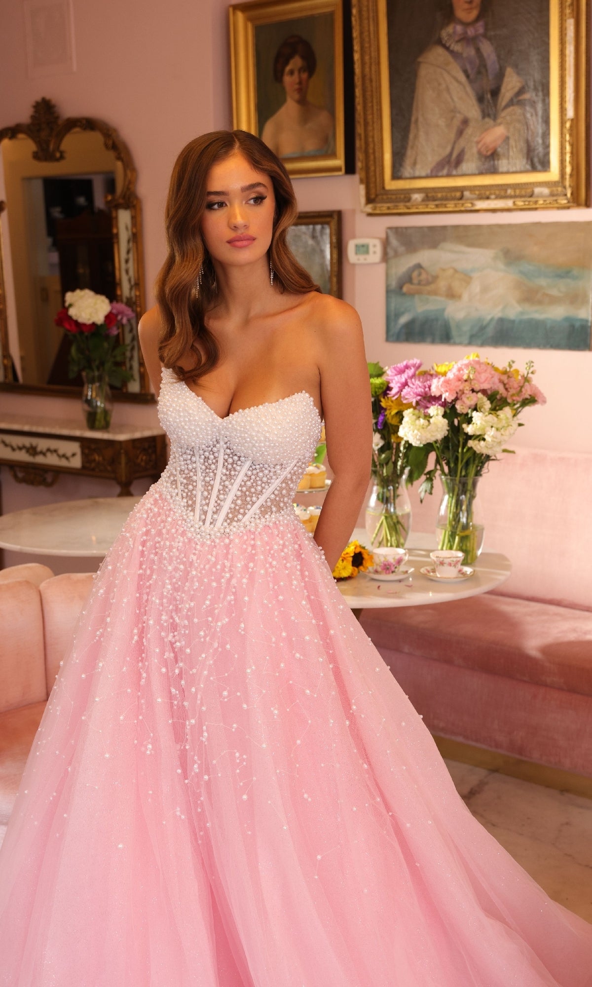 Corset Tulle Strapless Ball Gown: Ava Presley 29226