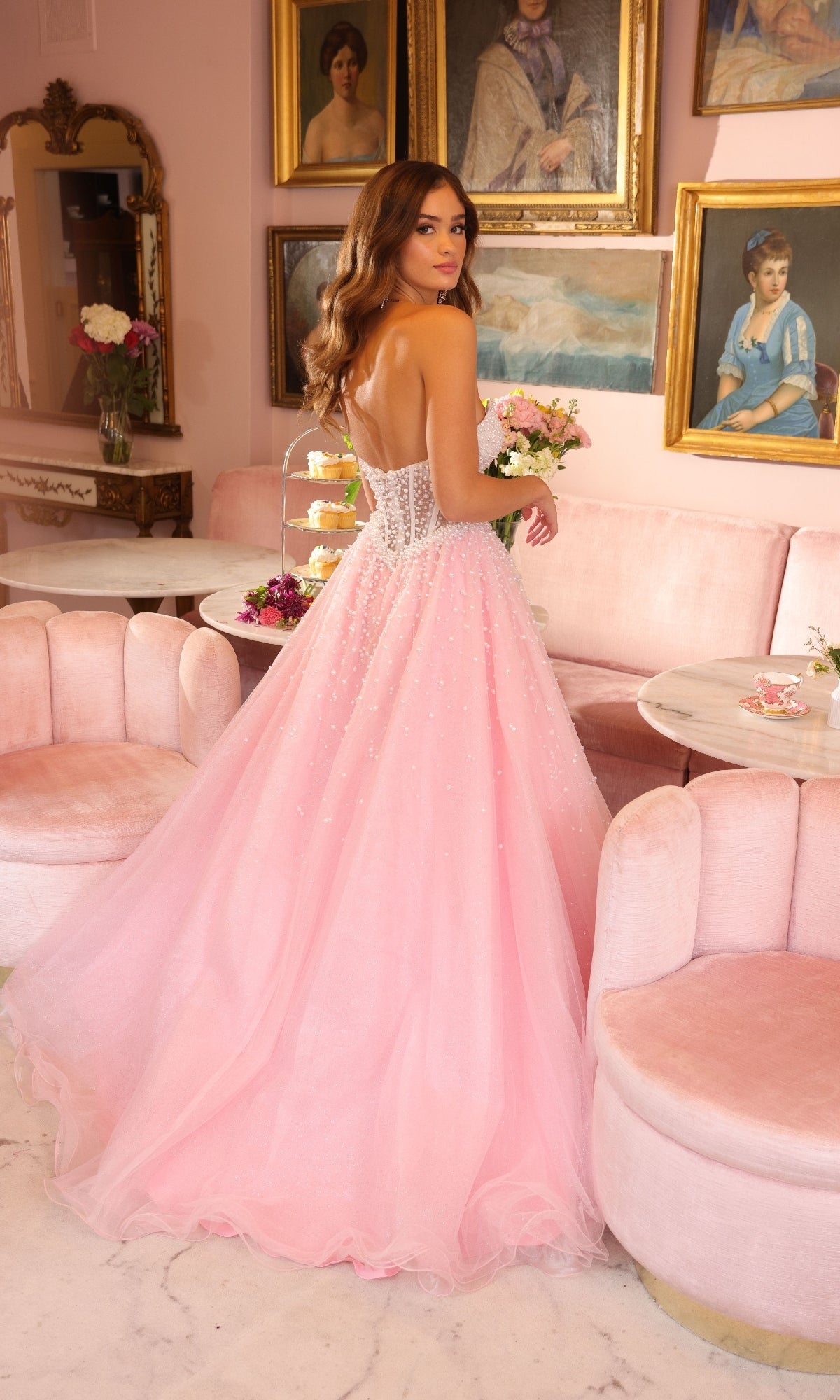 Corset Tulle Strapless Ball Gown: Ava Presley 29226