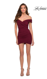 La Femme Off-Shoulder Mini Homecoming Dress 29486