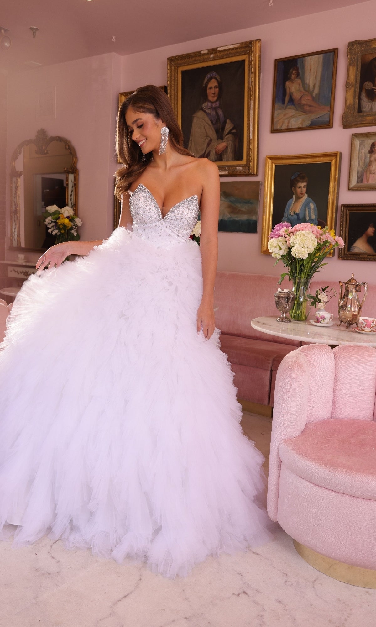 Ruffled Strapless Ball Gown: Ava Presley 29528